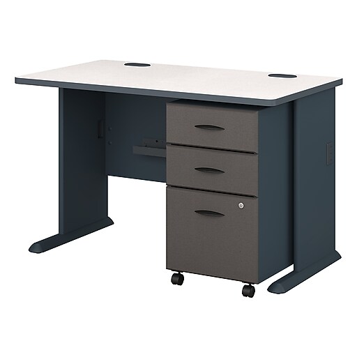 Bush Business Furniture Cubix 48W Desk w/ Mobile File Slate
