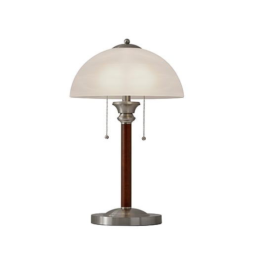 Adesso® Lexington Incandescant Table Lamp, Dark Walnut & Brushed Steel