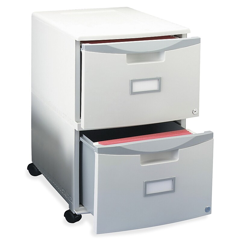 Storex 2-Drawer Mobile Vertical File Cabinet, Letter/Legal Size, Lockable, 26"H x 14.75"W x 18.25"D, Gray (61301B01C) image 1
