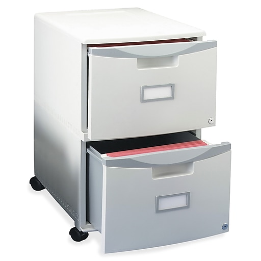 Storex 2-Drawer Mobile Vertical File Cabinet, Letter/Legal Size, Lockable,  26H x 14.75W x 18.25D, Gray (61301B01C)