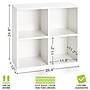Way Basics 24.8"H 4 Cubby Bookcase, Stackable Organizer and Modern Eco Storage Shelf, White (WB-4CUBE-2-WE)~#|#~m007090323_sc7