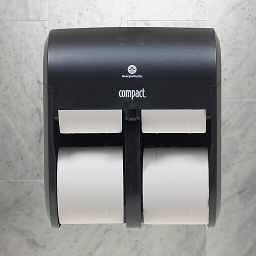 GP Compact Quad® Black Quad Four Roll Coreless Tissue Dispenser, 11.750"W x 6.900"D x 13.250"H
