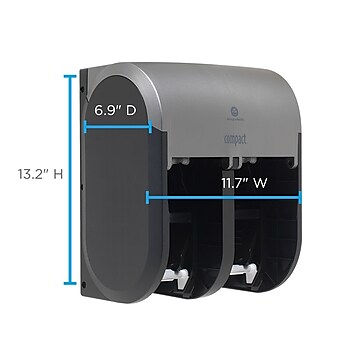 Compact® 4-Roll Quad Coreless Toilet Paper Dispenser by GP PRO, Faux Stainless, 11.750”W x 6.900”D x 13.250”H (56746A)