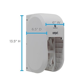 Compact® 2-Roll Vertical Coreless Toilet Paper Dispenser by GP PRO, White, 6.000” W x 6.500” D x 13.500” H (56767A)
