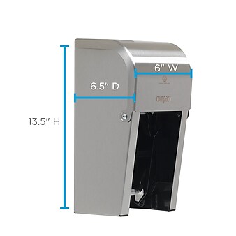Compact® 2-Roll Vertical Coreless Toilet Paper Dispenser by GP PRO, Stainless, 6.000” W x 6.500” D x 13.500” H (56782)