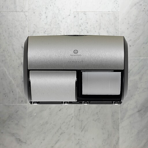 Compact® 2Roll SidebySide Coreless Toilet Paper Dispenser by GP PRO, Faux Stainless, (56796A