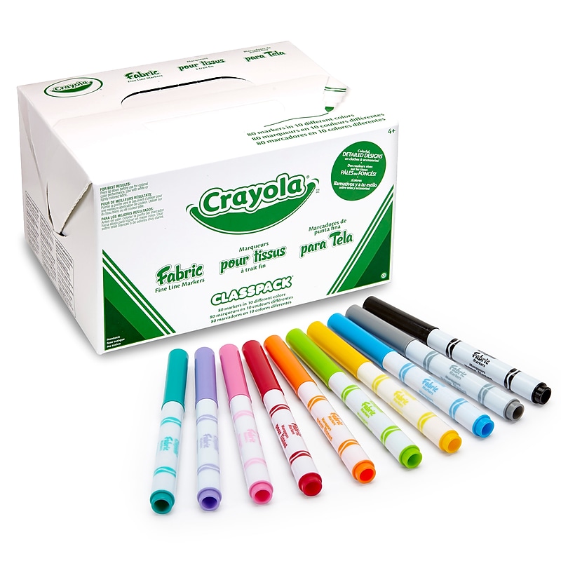 Crayola® Fabric Markers, 10 Assorted Colors, 80/Pack (BIN588215) image 1