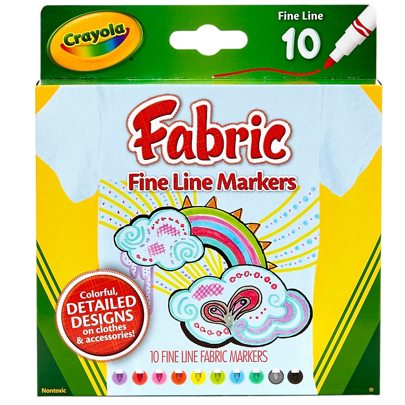 Crayola Fine Line Fabric Markers, Assorted, Set of 4 [Pack of 10] (BIN588626) image 1