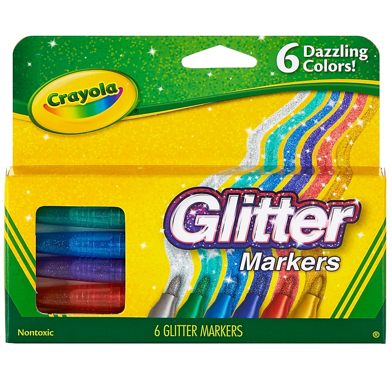 Crayola® Glitter Markers, Assorted Colors, 6/Pack (BIN588629) image 1