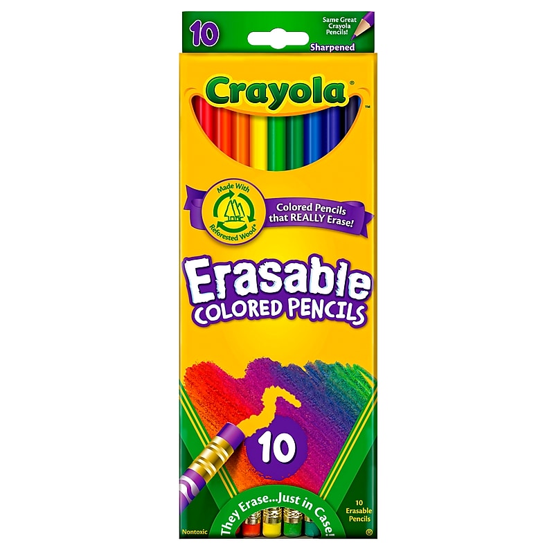 Crayola  Erasable Colored Pencils, Assorted Colors ,10/Box (68-4410) image 1
