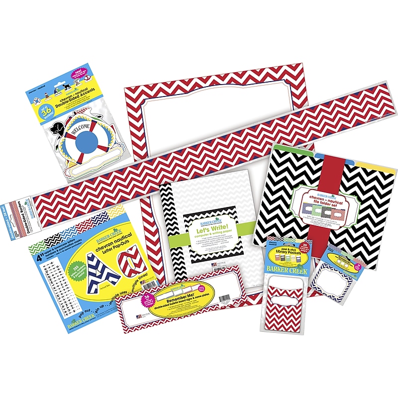 Barker Creek Chevron Nautical Designer Classroom Set (BCP-3582) image 1
