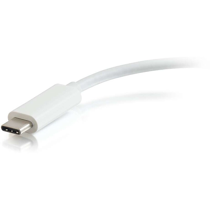 C2G USB C Ethernet Adapter with Power, White image 1