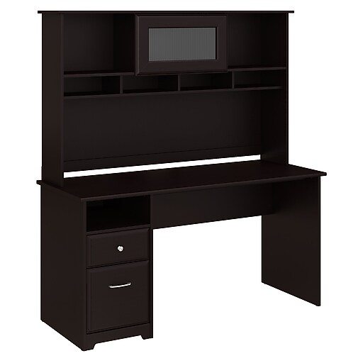 Bush Furniture Cabot 60W Computer Desk with Hutch and Drawers, Espresso