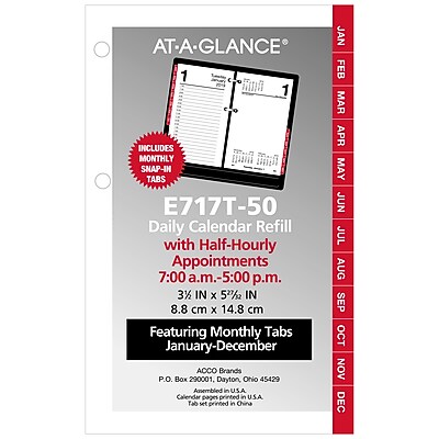 AT-A-GLANCE® 2019 Daily Calendar Refill with Monthly Tabs | Staples