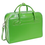 McKlein W Series, WILLOWBROOK, Genuine Cowhide Leather,Patented Detachable -Wheeled Ladies' Laptop Briefcase, Green (94981)