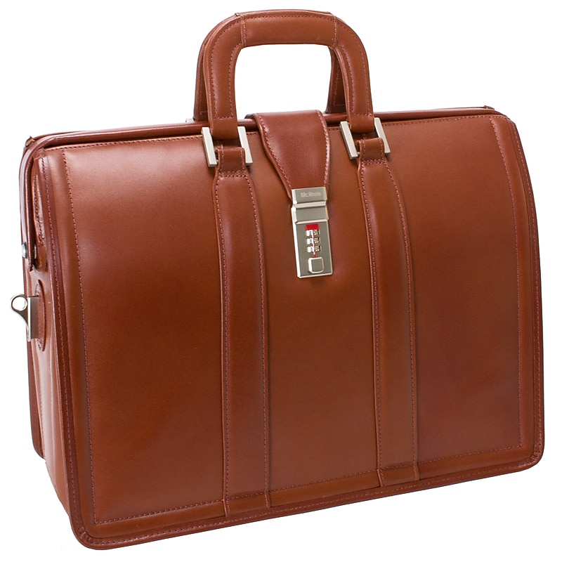 McKlein LEXINGTON Leather Briefcase, Laptop Compatible, Brown (83344) image 1