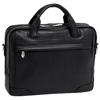 McKlein S Series Laptop Briefcase, Black Leather (15495)