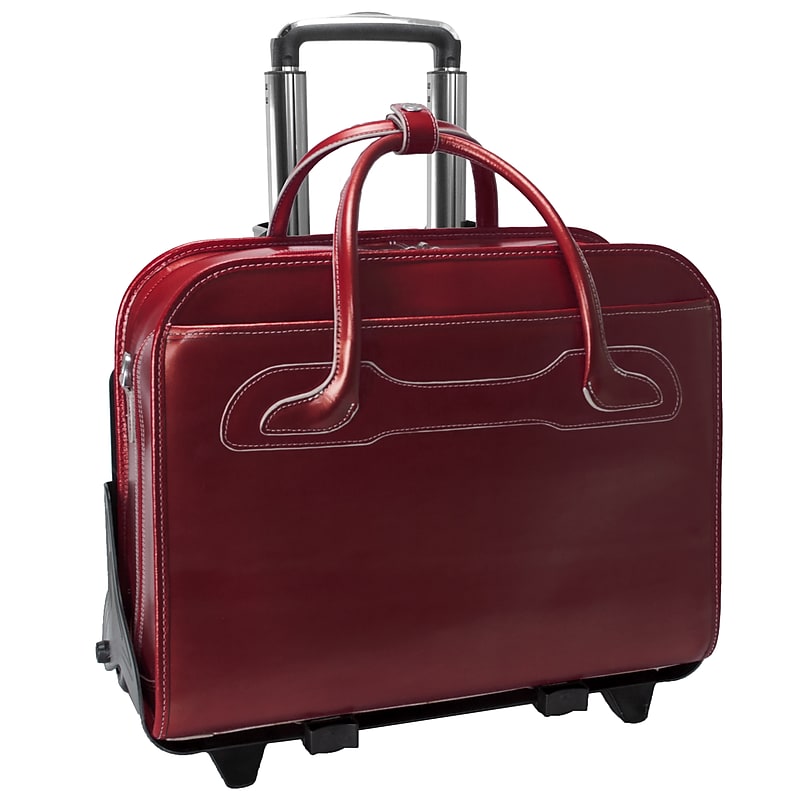 McKlein WILLOWBROOK Leather Briefcase, Laptop Compatible, Rolling, Red (94986) image 1
