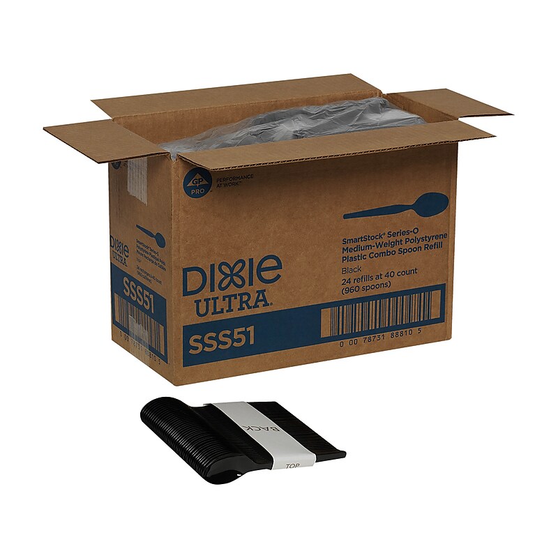 Dixie Ultra SmartStock Series-O Plastic Spoon Refills, Medium-Weight, Black, 960/Carton (SSS51) image 1
