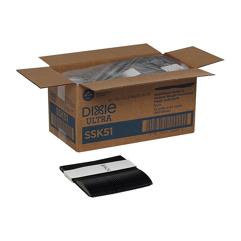 Dixie Ultra SmartStock Series-O Plastic Knife Refills, Medium-Weight, Black, 960/Carton (SSK51) image 1