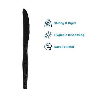 Dixie Ultra SmartStock Series-O Plastic Knife Refills, Medium-Weight, Black, 960/Carton (SSK51)