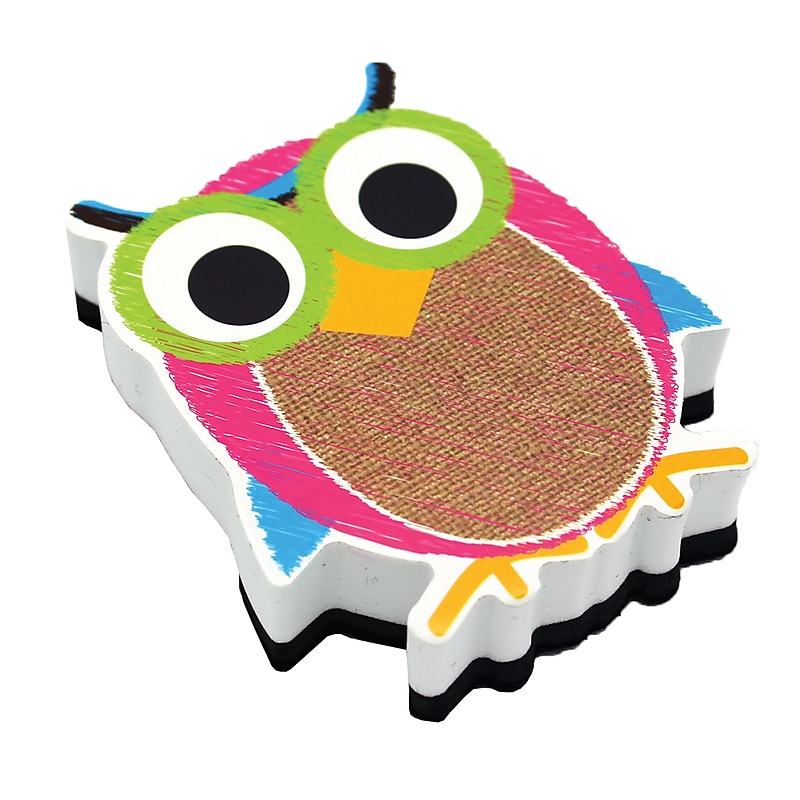 Magnetic Whiteboard Erasers, Burlap Scribble Owl image 1
