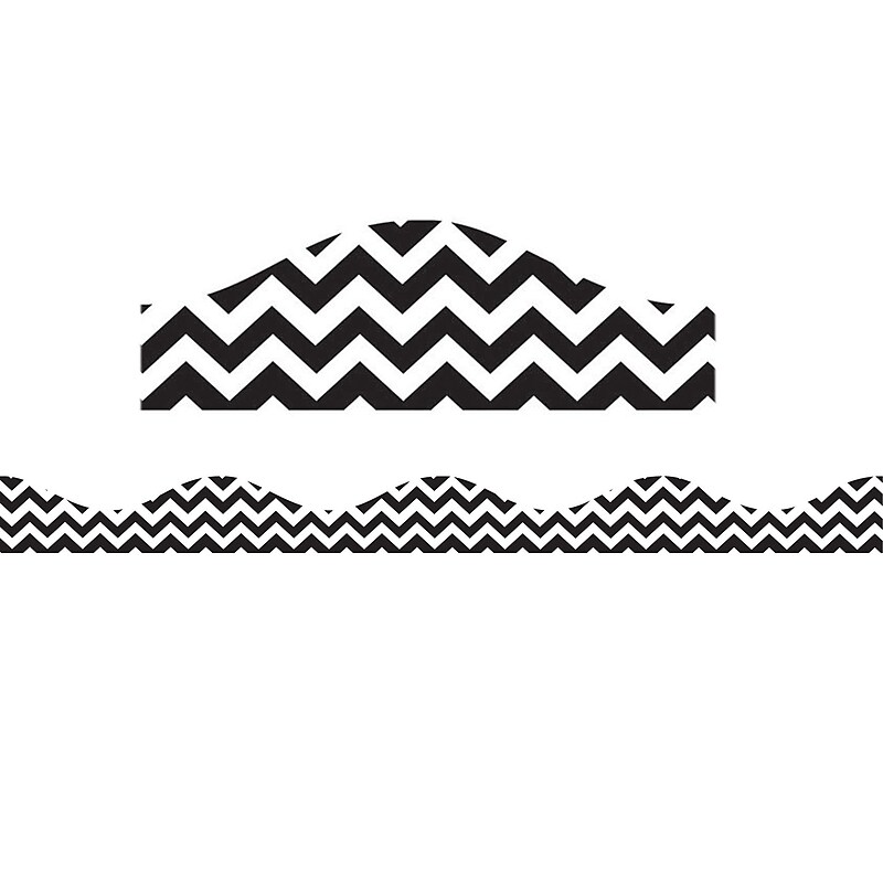 Ashley Kindergarten - 12th Grade Magnetic Border, Black Chevron, 12/Pack image 1