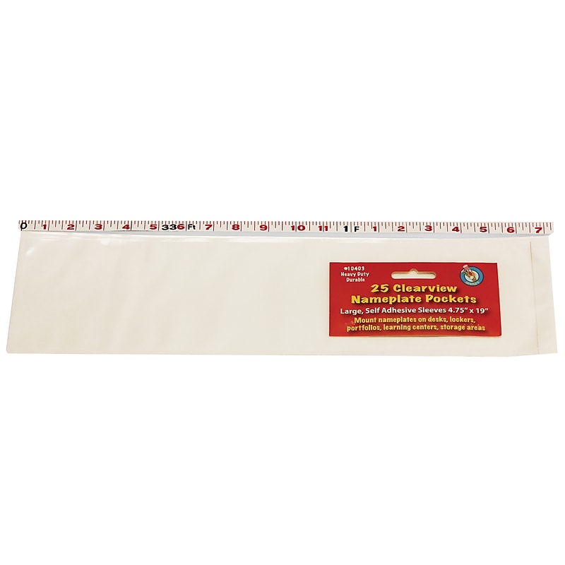 Ashley Self-Adhesive Large Name Plate Pocket, 4-3/4" x 19", Clear, 25/Pack (ASH10403) image 1