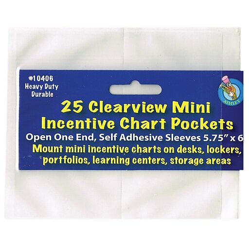 Ashley Clear View Self-Adhesive Photo/Index Card Pocket 4" x 6" Pack of 25 