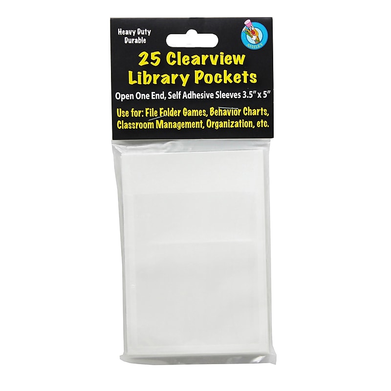 Ashley Clearview Library Pockets, 25/Pack (ASH10408) image 1