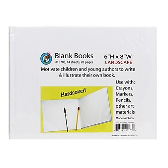 Ashley Hardcover Blank Book Landscape, 8" x 6", White  (ASH10703)