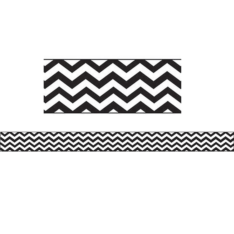 Ashley 3/4" x 12" Magnetic Magi-Strips, Black Chevron, 12/Pack image 1