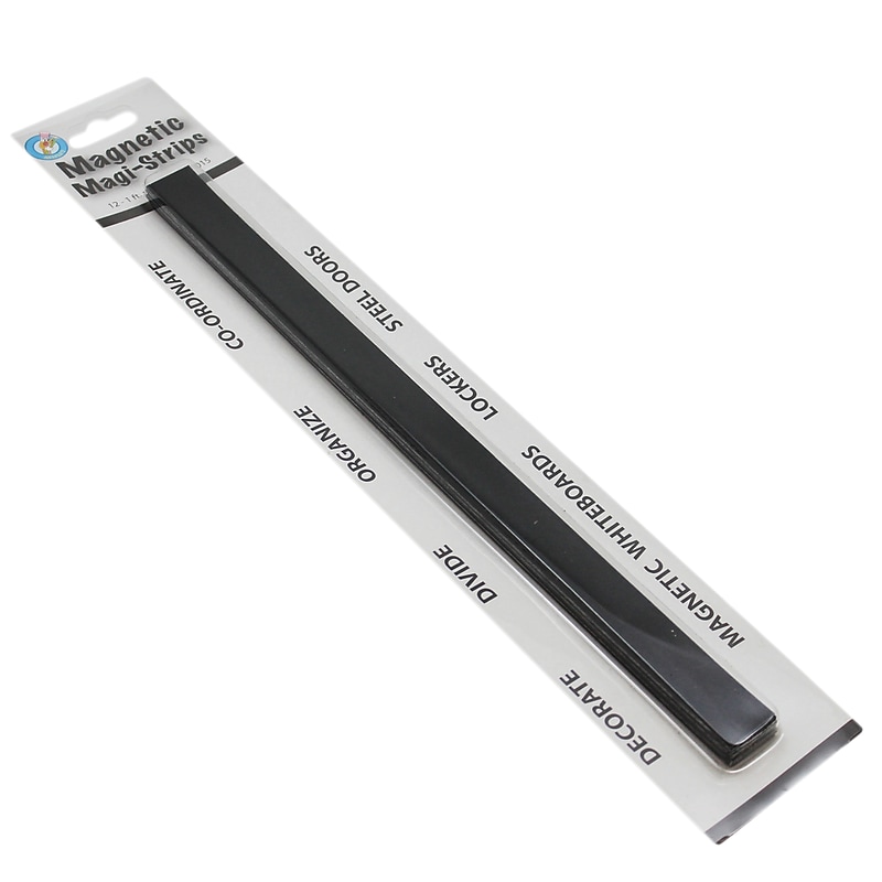 Ashley 3/4" x 12" Magnetic Magi-Strips, Black, 12/Pack (ASH11015) image 1