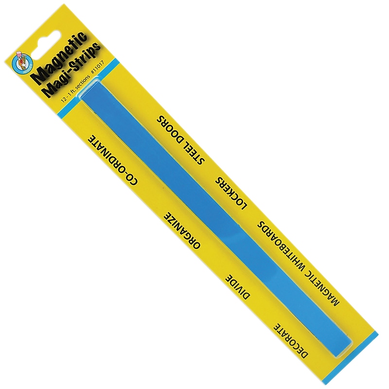 Ashley 3/4" x 12" Magnetic Magi-Strips, Blue, 12/Pack (ASH11017) image 1