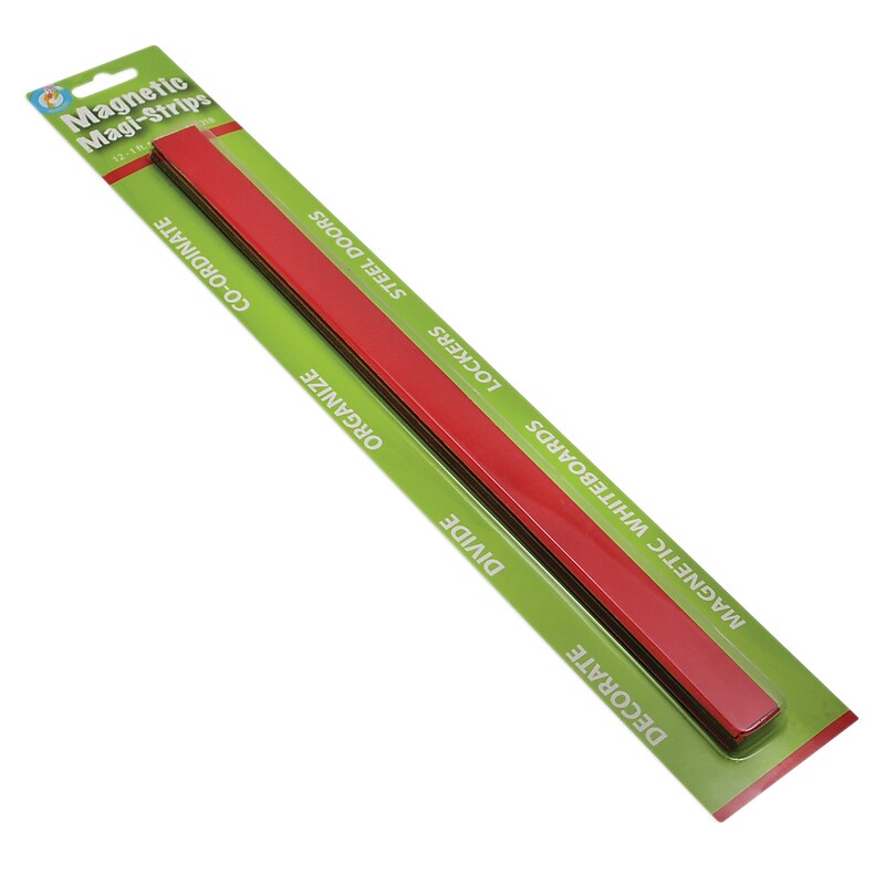 Ashley 3/4" x 12" Magnetic Magi-Strips, Red, 12/Pack image 1