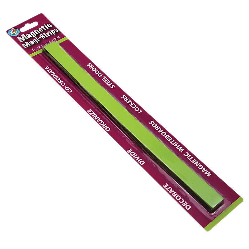 Ashley 3/4" x 12" Magnetic Magi-Strips, Lime Green, 12/Pack image 1