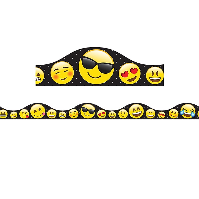 Ashley Productions Magnetic Scallop Border, 1" x 12", Emotions Icons, 12/Pack (ASH11409) image 1