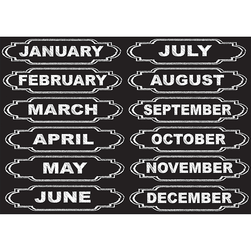 Ashley Productions Die-Cut Magnets, Chalkboard Calendar Months, 12/Pack (ASH19005) image 1