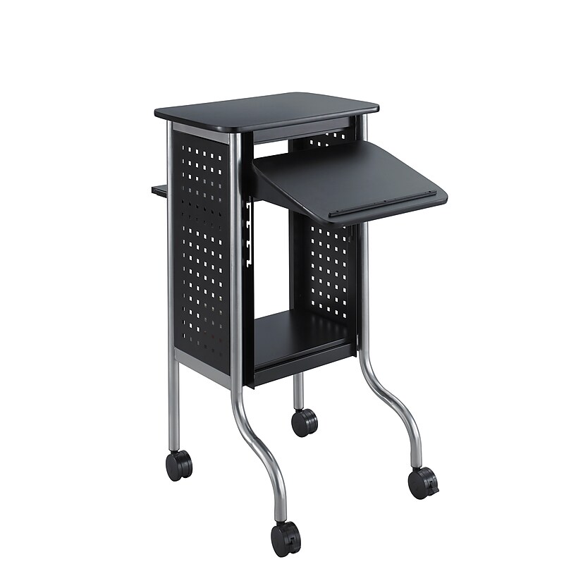 Safco Scoot 3-Shelf Metal Mobile Presentation Cart with Lockable Wheels, Black (8945BL) image 1