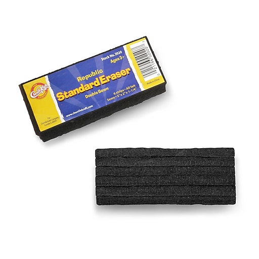 Pacon Chalk & Whiteboard Eraser 1 Eraser 6 Black Felt Strips Economy 5" 