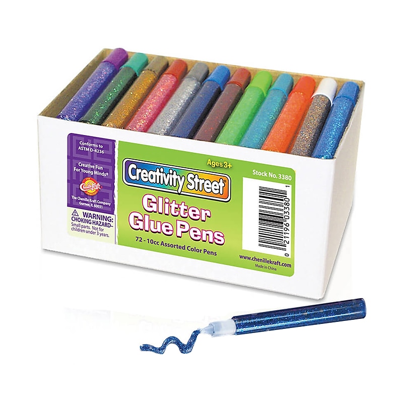 Creativity Street Glitter Glue Pens Classroom Pack, Assorted Iridescent & Neon Colors, 72 ct. (CK-3380) image 1