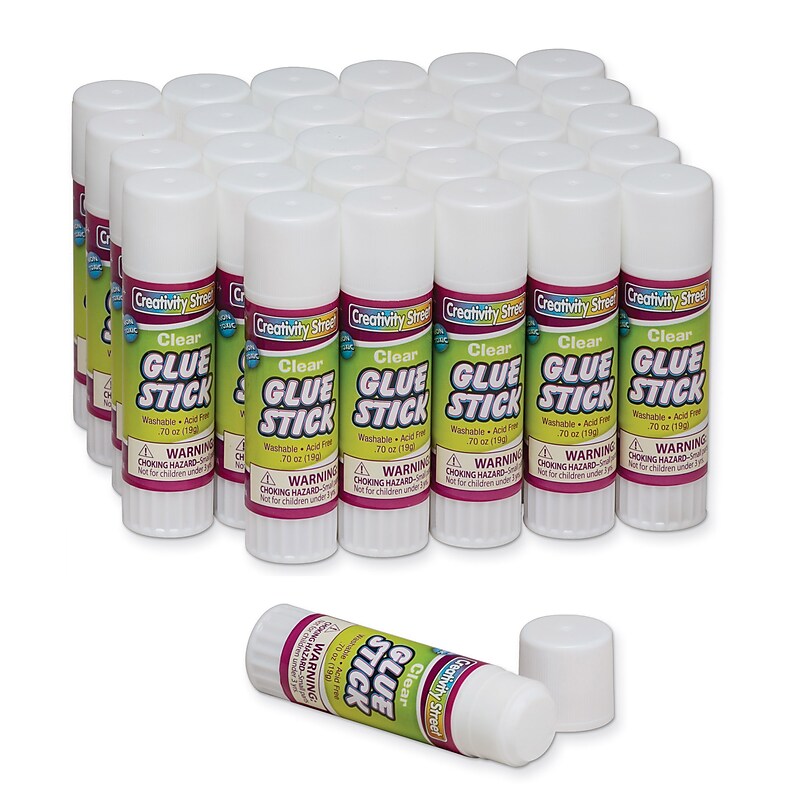 Creativity Street Kraft Washable Glue Sticks, 0.7 oz., Clear, 30/Pack, 2 Packs/Bundle (CK-338530-2) image 1