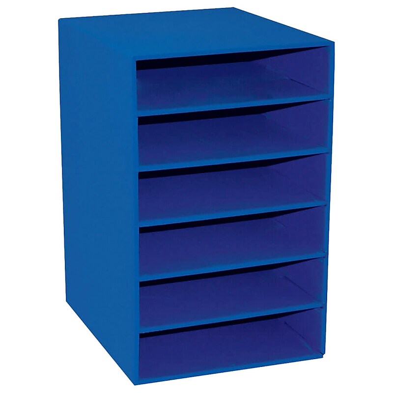 Pacon Classroom Keepers Corrugated 6-Shelf Organizer, 17.8" x 13.5" x 12", Blue (PAC001312) image 1