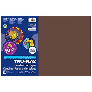 Pacon Tru-Ray 12" x 18" Construction Paper, Dark Brown, 50 Sheets/Pack, 3/Pack (PAC103056)