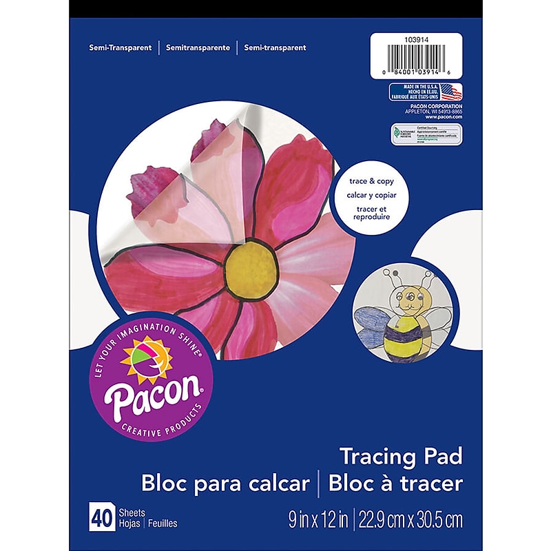 Pacon Art Street Tracing Paper Pad, 9" x 12", 40 Sheets/Pad, 6 Pads/Pack (PAC103914) image 1