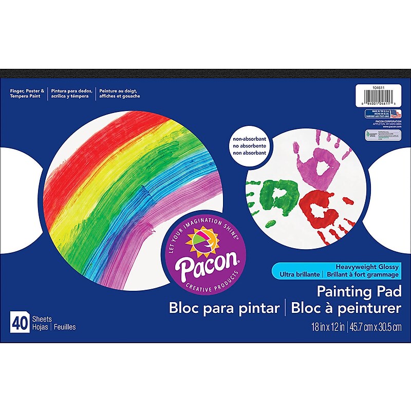 Pacon Painting Paper Pad, 18" x 12", White, 40 Sheets (PAC104611) image 1