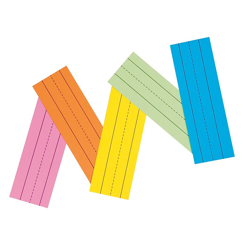 Flash Cards, Recyclable, 1-1/2" Ruled, 3"x9", 100/PK, Assorted image 1