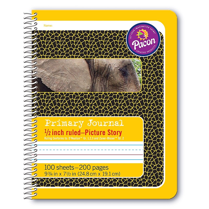 Pacon Spiral Bound Compostion Book Hardcover Journal, 9.75" x 7.5", Yellow Elephant (PAC2430) image 1
