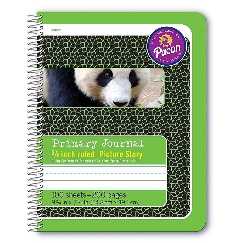 Pacon Spiral Bound Composition Book Hardcover Journal, 9.75" x 7.5", Green Panda (PAC2434) image 1