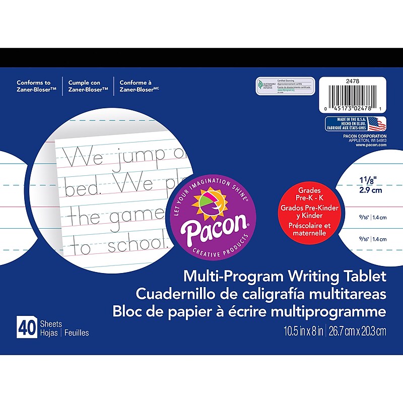Pacon Zaner-Bloser Multi-Program Handwriting Tablet Paper, Grades Kindergarten image 1